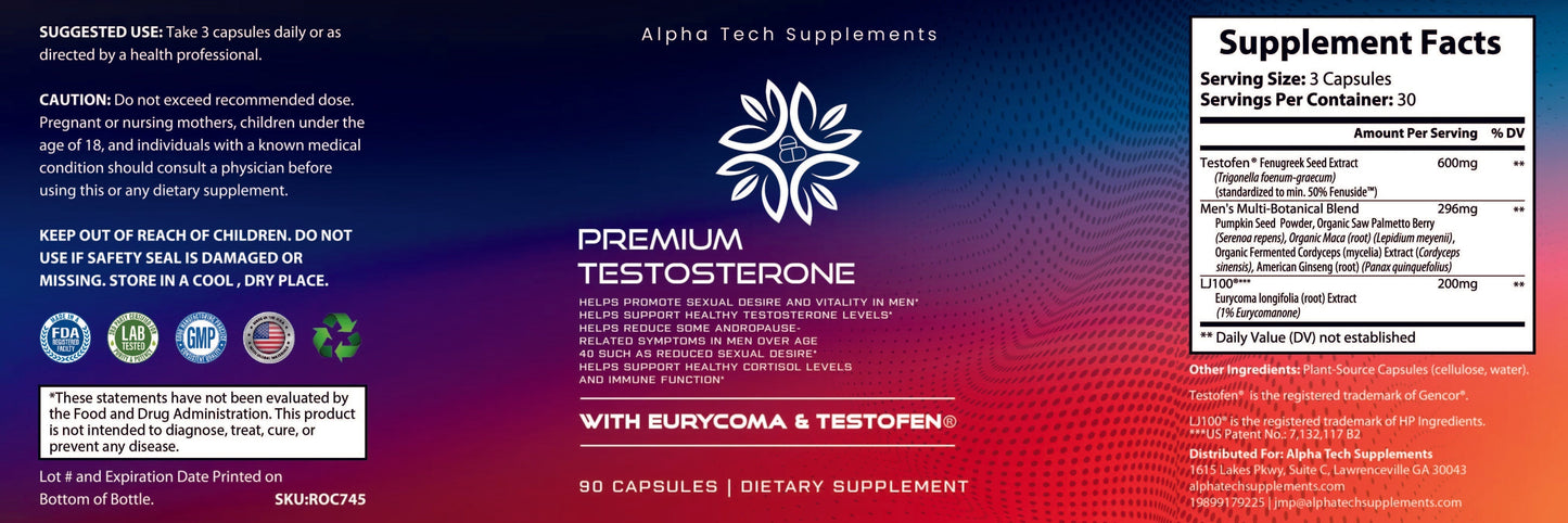 Premium Testosterone w/Testofen Become A Alpha Again! - Premium from Alpha Tech Supplements - Just $59.99! Shop now at Alpha Tech Supplements