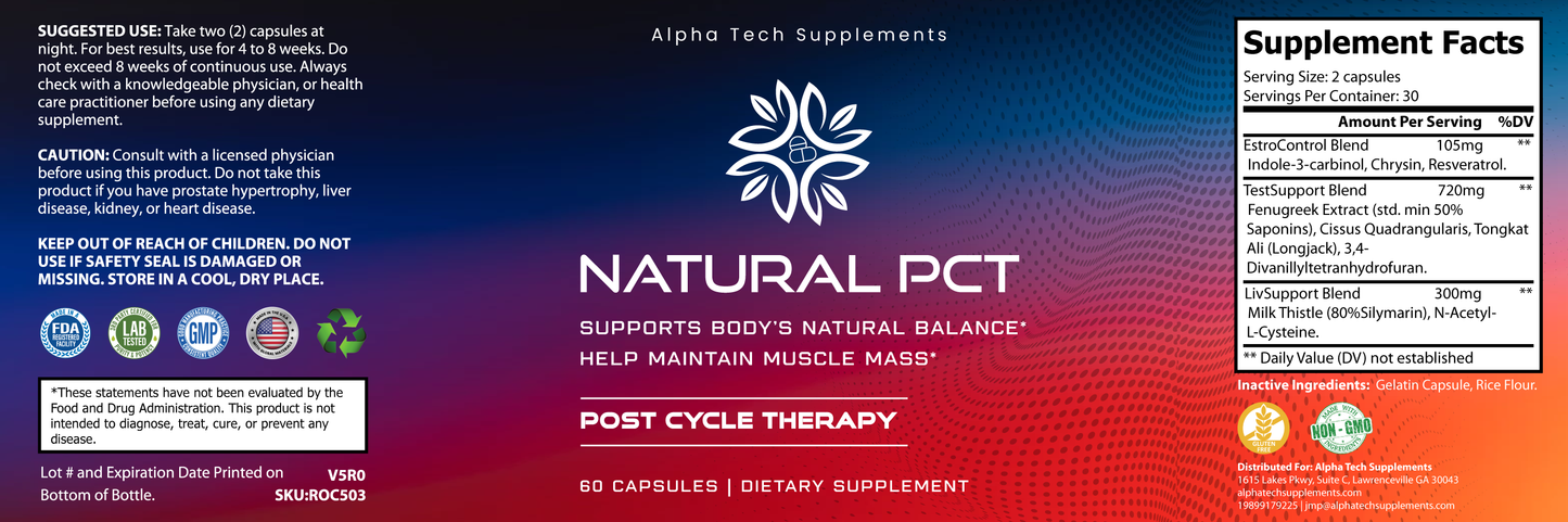 Natural PCT - Premium  from Alpha Tech Supplements - Just $27.99! Shop now at Alpha Tech Supplements 